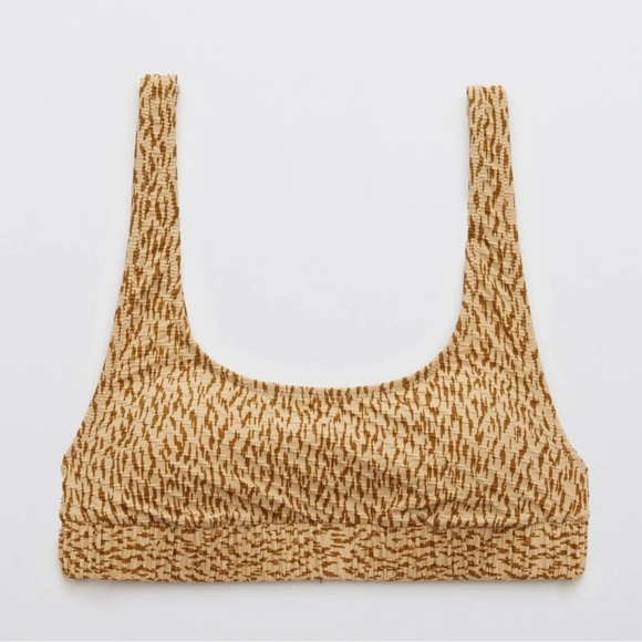 🆕 AERIE Jacquard Scrunchie Scoop Bikini Top SIZE MEDIUM - Picture 3 of 7